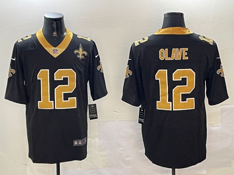 Men New Orleans Saints #12 Olave Black Second generation 2024 Nike Limited NFL Jersey style 4